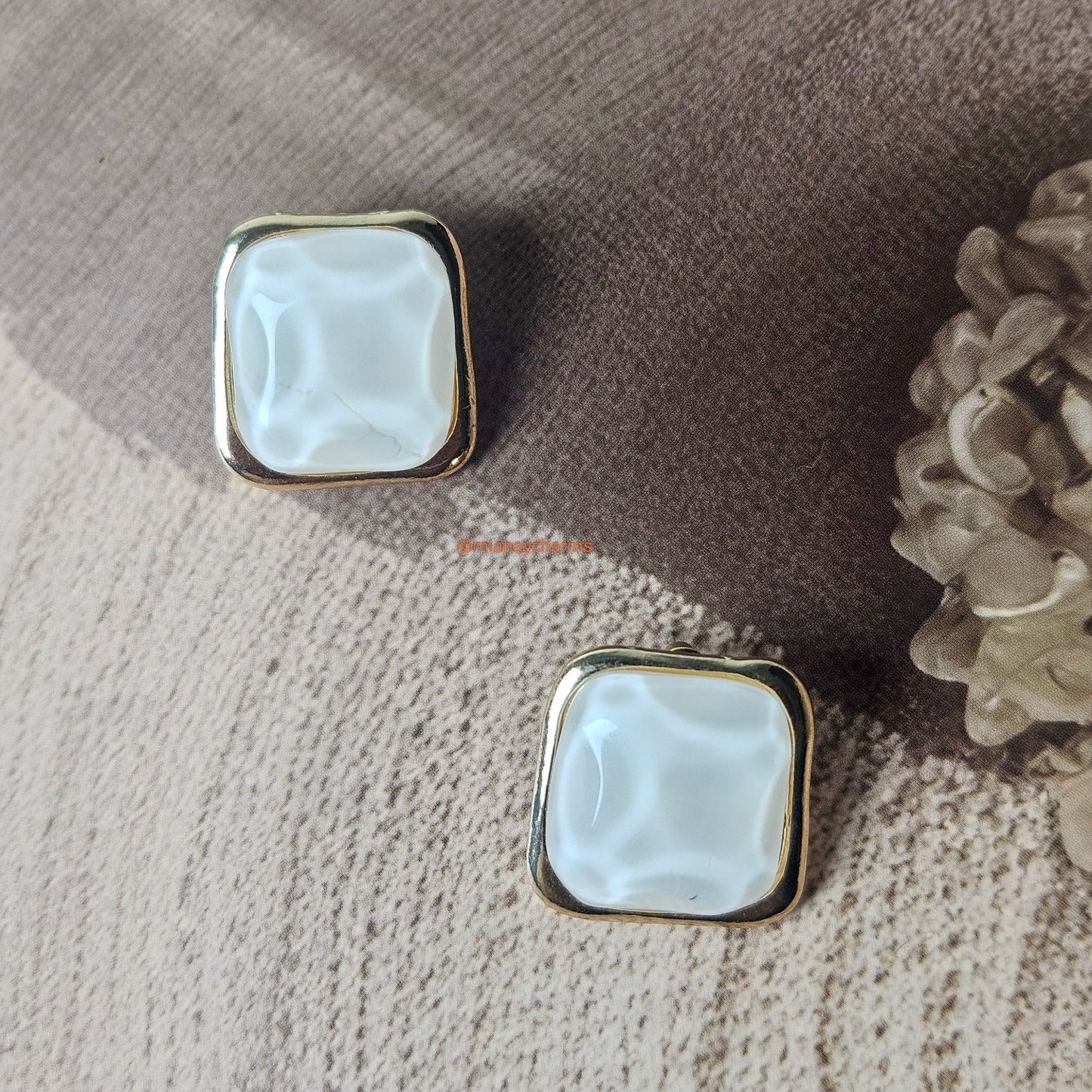 Modern White Square Stud Earrings