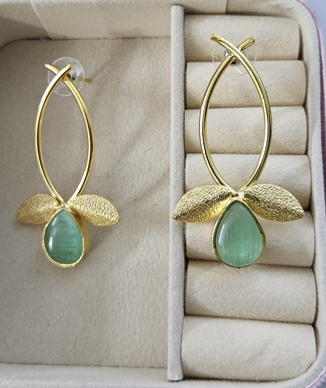 Leaf Drop Stone Earrings