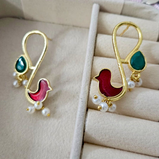 Birdie Charms Infinity Earrings