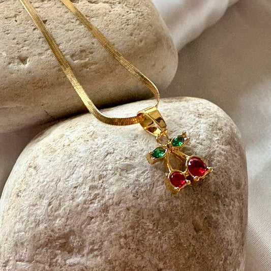 Stone Cherry Pendant Necklace