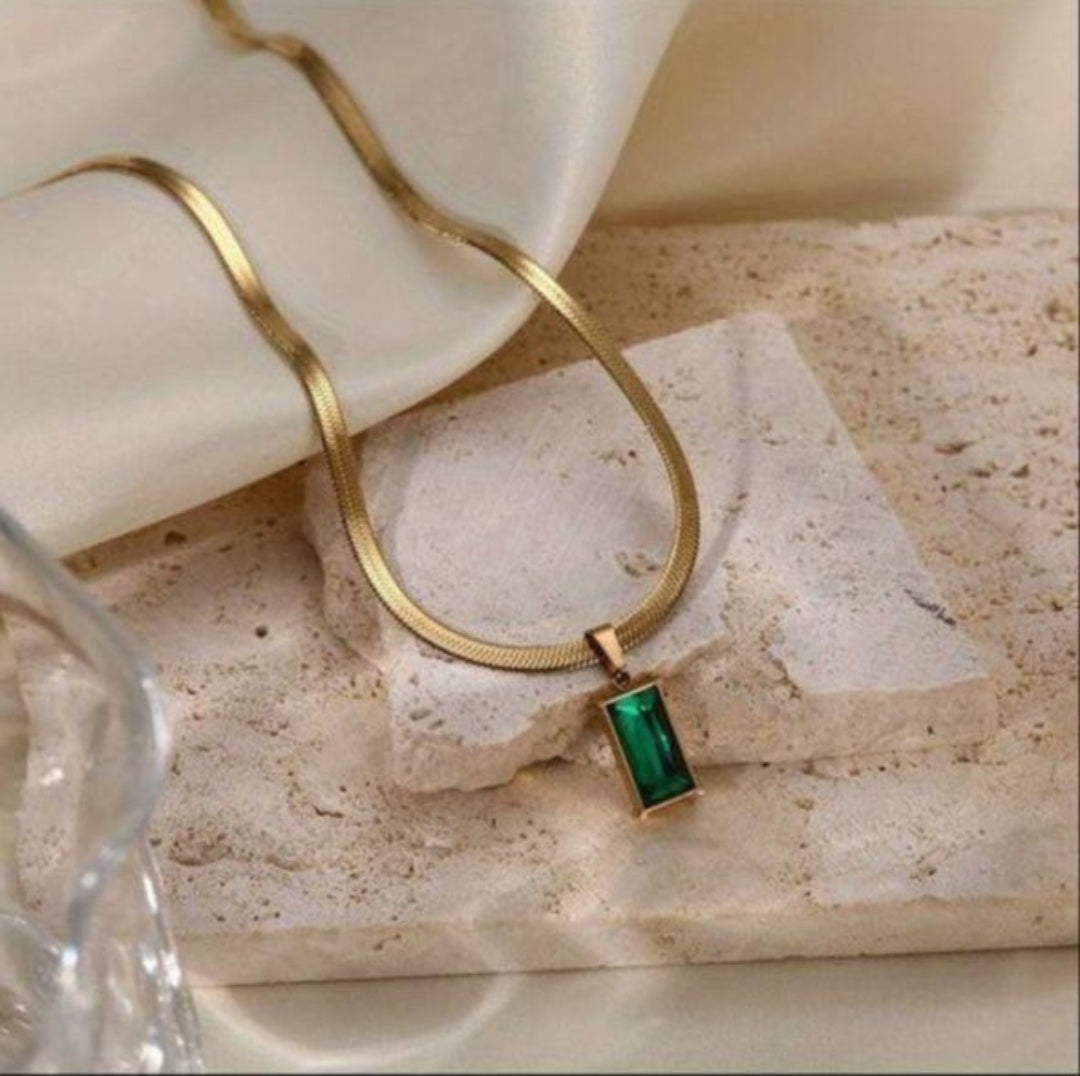 Emerald Gold Plated Chain