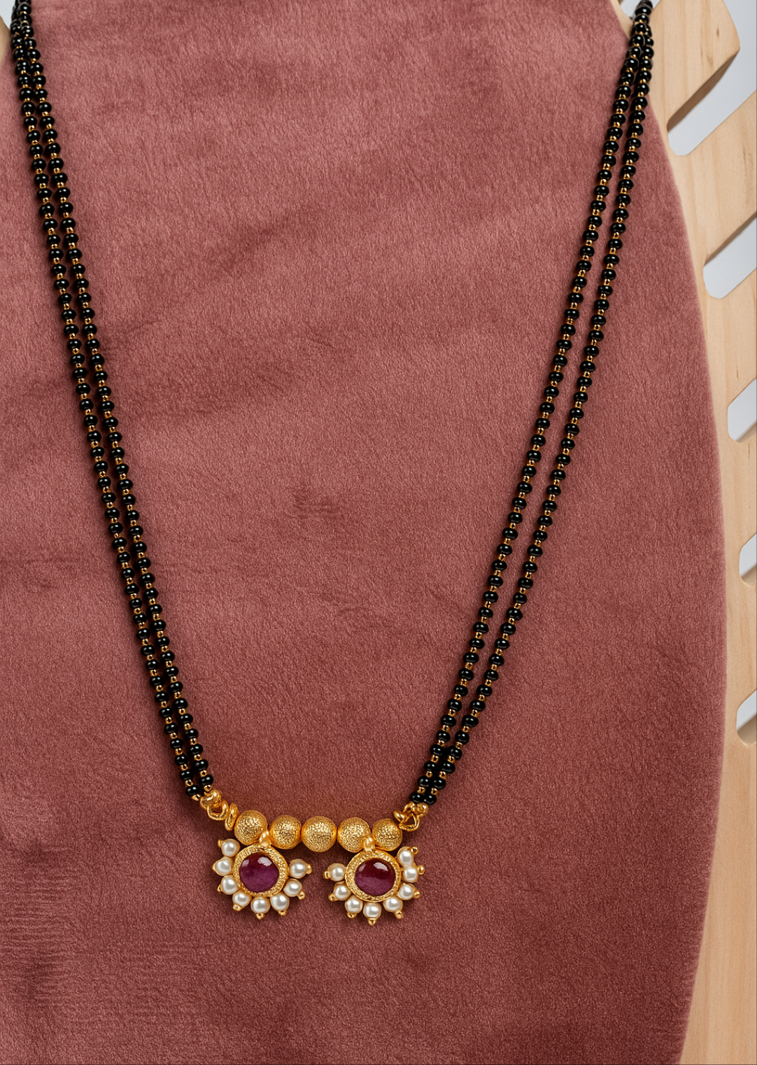 Elegant Ruby & Pearl Mangalsutra