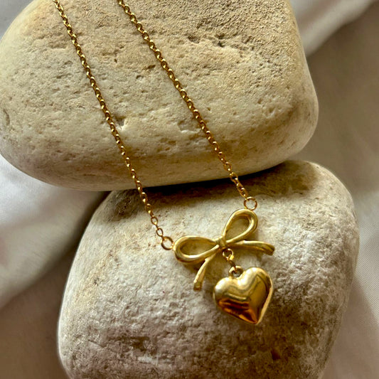 Bow Heart Necklace