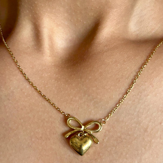 Bow Heart Necklace