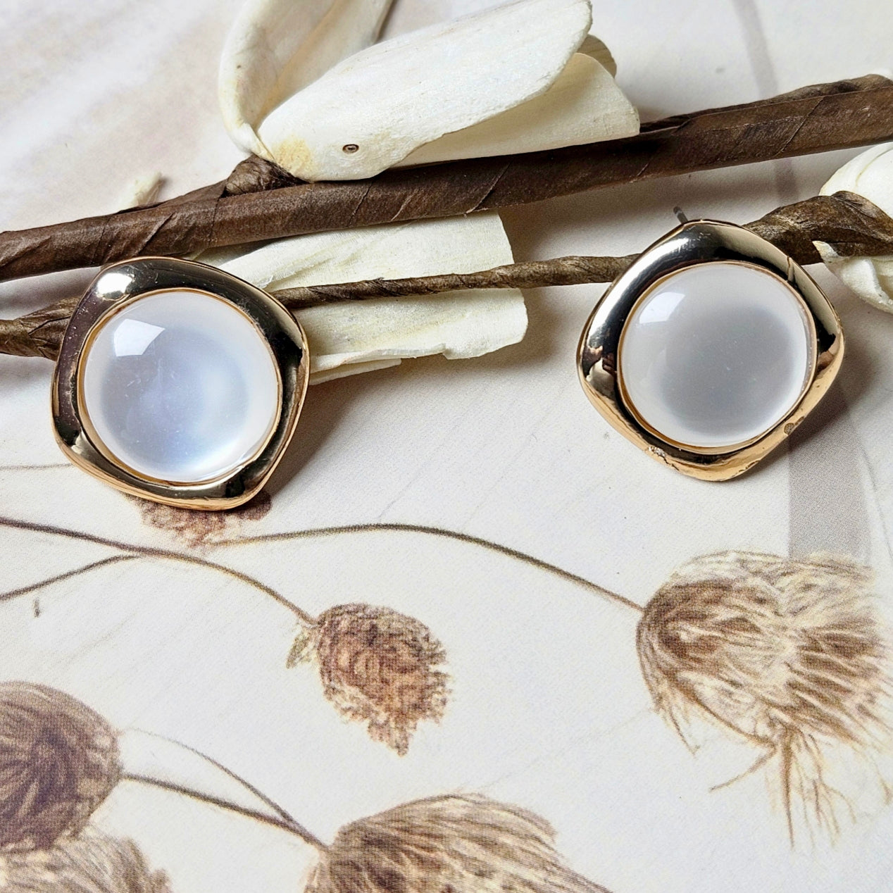 Chic Glossy White Studs