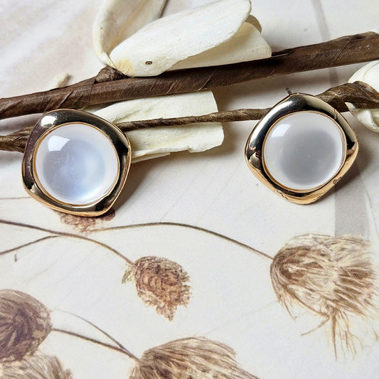 Chic Glossy White Studs