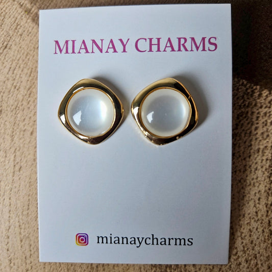 Chic Glossy White Studs